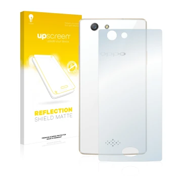 Front side of a product packaging with the brand logo upscreen. Next to it is the device Oppo A31 2015 (Back) shown with the c
