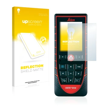 Front side of a product packaging with the brand logo upscreen. Next to it is the device Leica DISTO D510 shown with the corre