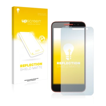 Front side of a product packaging with the brand logo upscreen. Next to it is the device BLU Studio C shown with the correspon