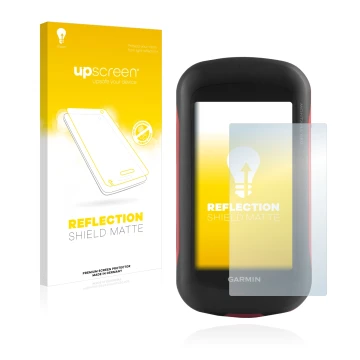 Front side of a product packaging with the brand logo upscreen. Next to it is the device Garmin Montana 680 shown with the cor