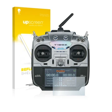 Front side of a product packaging with the brand logo upscreen. Next to it is the device Robbe Futaba T18SZ shown with the cor