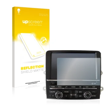 Front side of a product packaging with the brand logo upscreen. Next to it is the device Porsche Carrera 991 2012 PCM 3.1 show