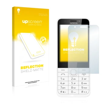 Front side of a product packaging with the brand logo upscreen. Next to it is the device Nokia 230 shown with the correspondin