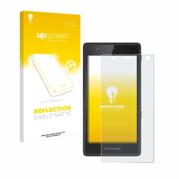 Front side of a product packaging with the brand logo upscreen. Next to it is the device Fairphone 2 shown with the correspond