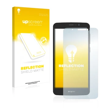 Front side of a product packaging with the brand logo upscreen. Next to it is the device Zopo Color S5.5 shown with the corres