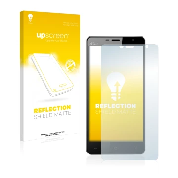 Front side of a product packaging with the brand logo upscreen. Next to it is the device Leagoo Elite 4 shown with the corresp