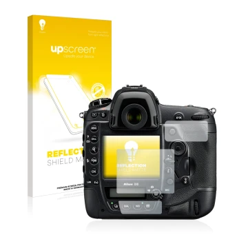 Front side of a product packaging with the brand logo upscreen. Next to it is the device Nikon D5 shown with the corresponding