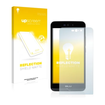 Front side of a product packaging with the brand logo upscreen. Next to it is the device BLU Dash X LTE shown with the corresp