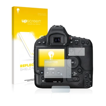 Front side of a product packaging with the brand logo upscreen. Next to it is the device Canon EOS 1D X Mark II shown with the