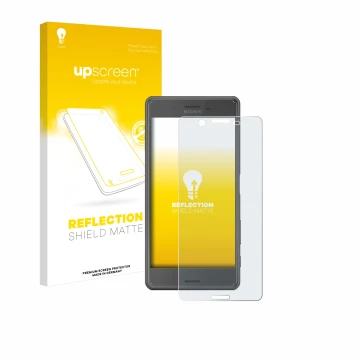 Front side of a product packaging with the brand logo upscreen. Next to it is the device Sony Xperia X Performance shown with 