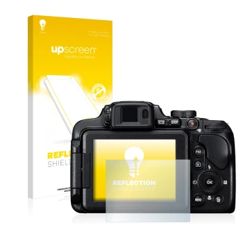 Front side of a product packaging with the brand logo upscreen. Next to it is the device Nikon Coolpix B700 shown with the cor