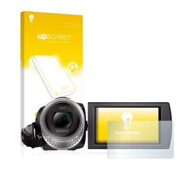 Front side of a product packaging with the brand logo upscreen. Next to it is the device Sony FDR-AX53 shown with the correspo