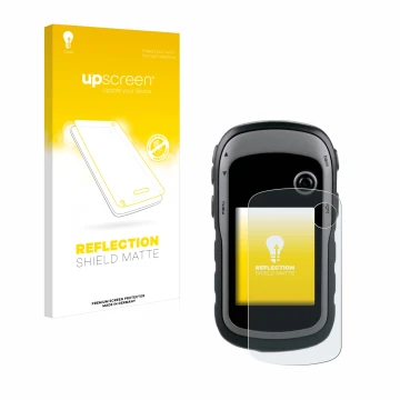 Front side of a product packaging with the brand logo upscreen. Next to it is the device Garmin eTrex 30x shown with the corre