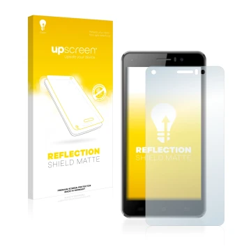 Front side of a product packaging with the brand logo upscreen. Next to it is the device Cubot Rainbow shown with the correspo