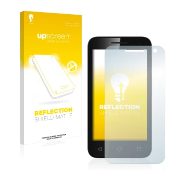 Front side of a product packaging with the brand logo upscreen. Next to it is the device Vodafone Smart mini 7 shown with the 