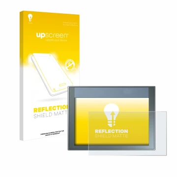 Front side of a product packaging with the brand logo upscreen. Next to it is the device Siemens Simatic HMI KTP 700 Basic sho