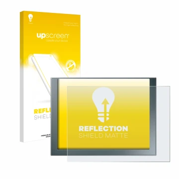 Front side of a product packaging with the brand logo upscreen. Next to it is the device Siemens Simatic HMI KTP 1200 Basic sh