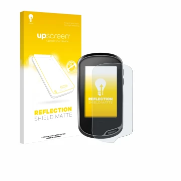 Front side of a product packaging with the brand logo upscreen. Next to it is the device Garmin Oregon 700 shown with the corr