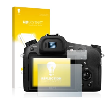 Front side of a product packaging with the brand logo upscreen. Next to it is the device Sony Cyber-Shot DSC-RX10 III shown wi