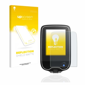 Front side of a product packaging with the brand logo upscreen. Next to it is the device Freestyle Libre shown with the corres