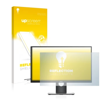 Front side of a product packaging with the brand logo upscreen. Next to it is the device Dell P2417H shown with the correspond