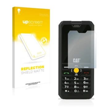 Front side of a product packaging with the brand logo upscreen. Next to it is the device Caterpillar Cat B30 shown with the co