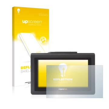 Front side of a product packaging with the brand logo upscreen. Next to it is the device Signotec Signature Pad Delta shown wi