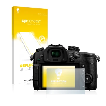 Front side of a product packaging with the brand logo upscreen. Next to it is the device Panasonic Lumix DC-GH5 shown with the