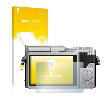Front side of a product packaging with the brand logo upscreen. Next to it is the device Panasonic Lumix DC-GX800 shown with t