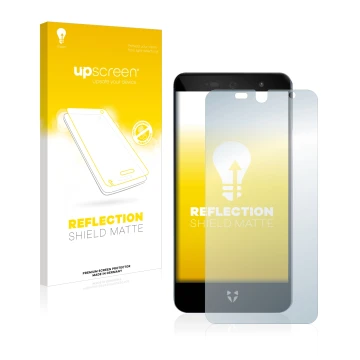 Front side of a product packaging with the brand logo upscreen. Next to it is the device Wileyfox Swift 2X shown with the corr