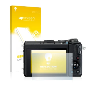 Front side of a product packaging with the brand logo upscreen. Next to it is the device Canon EOS M6 shown with the correspon