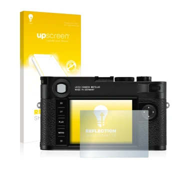 Front side of a product packaging with the brand logo upscreen. Next to it is the device Leica M10 shown with the correspondin