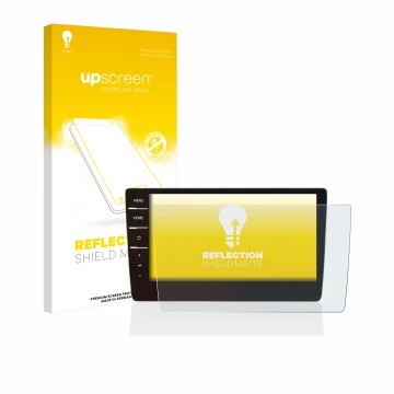 Front side of a product packaging with the brand logo upscreen. Next to it is the device Volkswagen Golf 7 Discover Pro 9.2