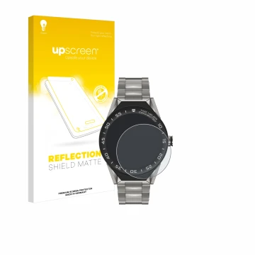 Front side of a product packaging with the brand logo upscreen. Next to it is the device TAG Heuer Connected Modular 45 shown 