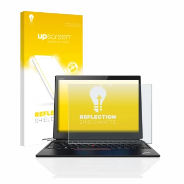 Front side of a product packaging with the brand logo upscreen. Next to it is the device Lenovo ThinkPad X1 Yoga (1st Gen.) sh