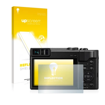 Front side of a product packaging with the brand logo upscreen. Next to it is the device Panasonic Lumix DC-TZ91 shown with th