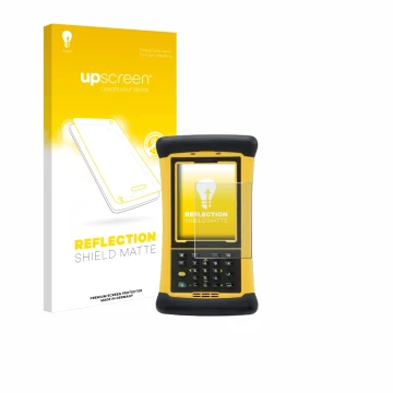 Front side of a product packaging with the brand logo upscreen. Next to it is the device Trimble Nomad 1050XE shown with the c