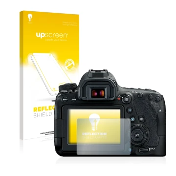 Front side of a product packaging with the brand logo upscreen. Next to it is the device Canon EOS 6D Mark II shown with the c