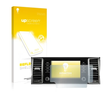 Front side of a product packaging with the brand logo upscreen. Next to it is the device Skoda Amundsen Kodiaq 2017-2018 Infot