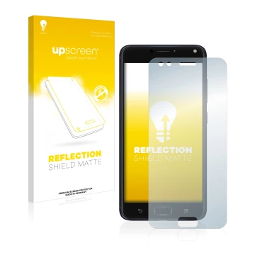 Front side of a product packaging with the brand logo upscreen. Next to it is the device ASUS ZenFone 4 ZE554KL shown with the