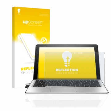 Front side of a product packaging with the brand logo upscreen. Next to it is the device HP Elite x2 1012 G2 shown with the co