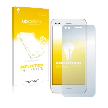 Front side of a product packaging with the brand logo upscreen. Next to it is the device Huawei P9 Lite Mini shown with the co