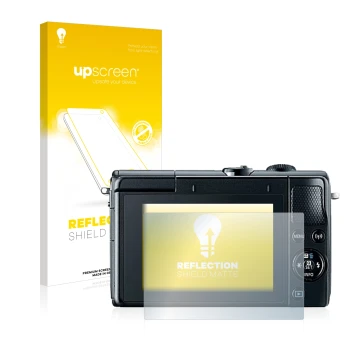 Front side of a product packaging with the brand logo upscreen. Next to it is the device Canon EOS M100 shown with the corresp