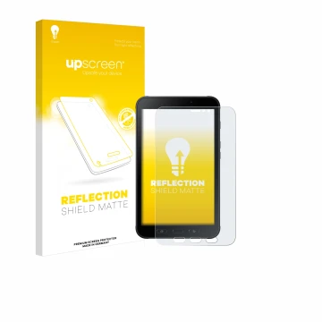 Front side of a product packaging with the brand logo upscreen. Next to it is the device Samsung Galaxy Tab Active 2 shown wit