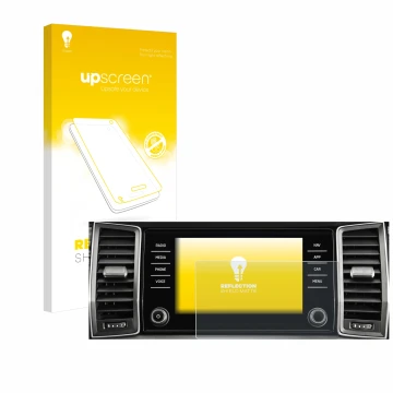 Front side of a product packaging with the brand logo upscreen. Next to it is the device Skoda Columbus Kodiaq 2017-2018 Infot
