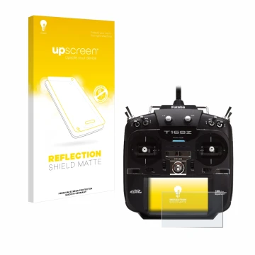 Front side of a product packaging with the brand logo upscreen. Next to it is the device Robbe Futaba T16SZ shown with the cor