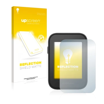 Front side of a product packaging with the brand logo upscreen. Next to it is the device Garmin Approach G30 shown with the co