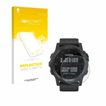 Front side of a product packaging with the brand logo upscreen. Next to it is the device Garmin Tactix Charlie shown with the 