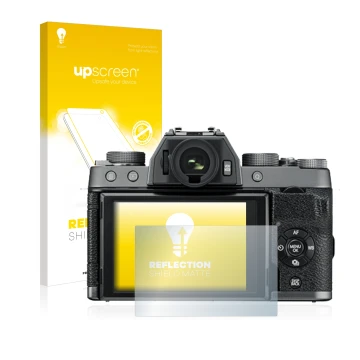 Front side of a product packaging with the brand logo upscreen. Next to it is the device Fujifilm X-T100 shown with the corres