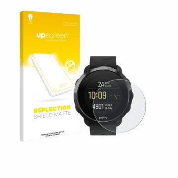 Front side of a product packaging with the brand logo upscreen. Next to it is the device Suunto 3 Fitness shown with the corre